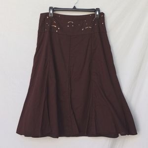 Kenar Brown Cotton A-line Skirt - 8